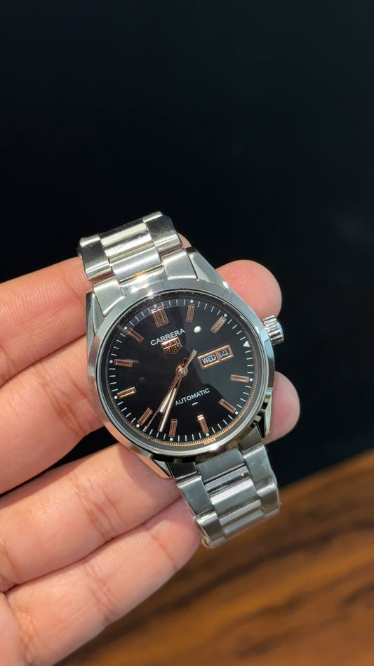 Tag Carrera | DayDate | Silver Chain | Black Rose Dial