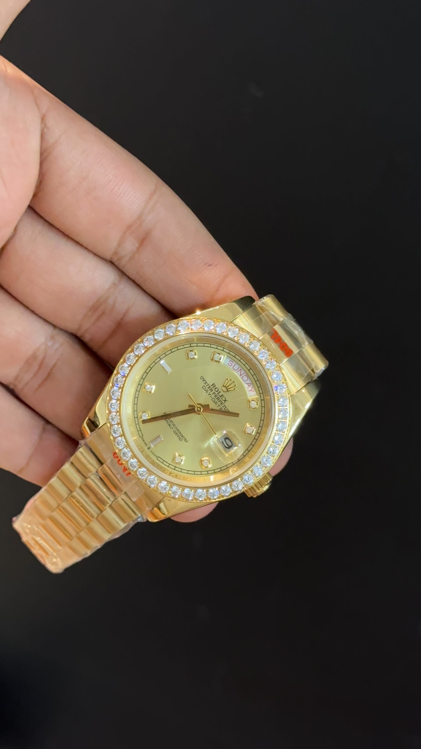 Daydate | Diamond Bezel | Gold Chain | Gold Diamond Dial