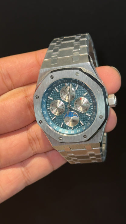 AP Auto | Silver Chain | Silver Chrono | Calendar Edition | Blue Dial