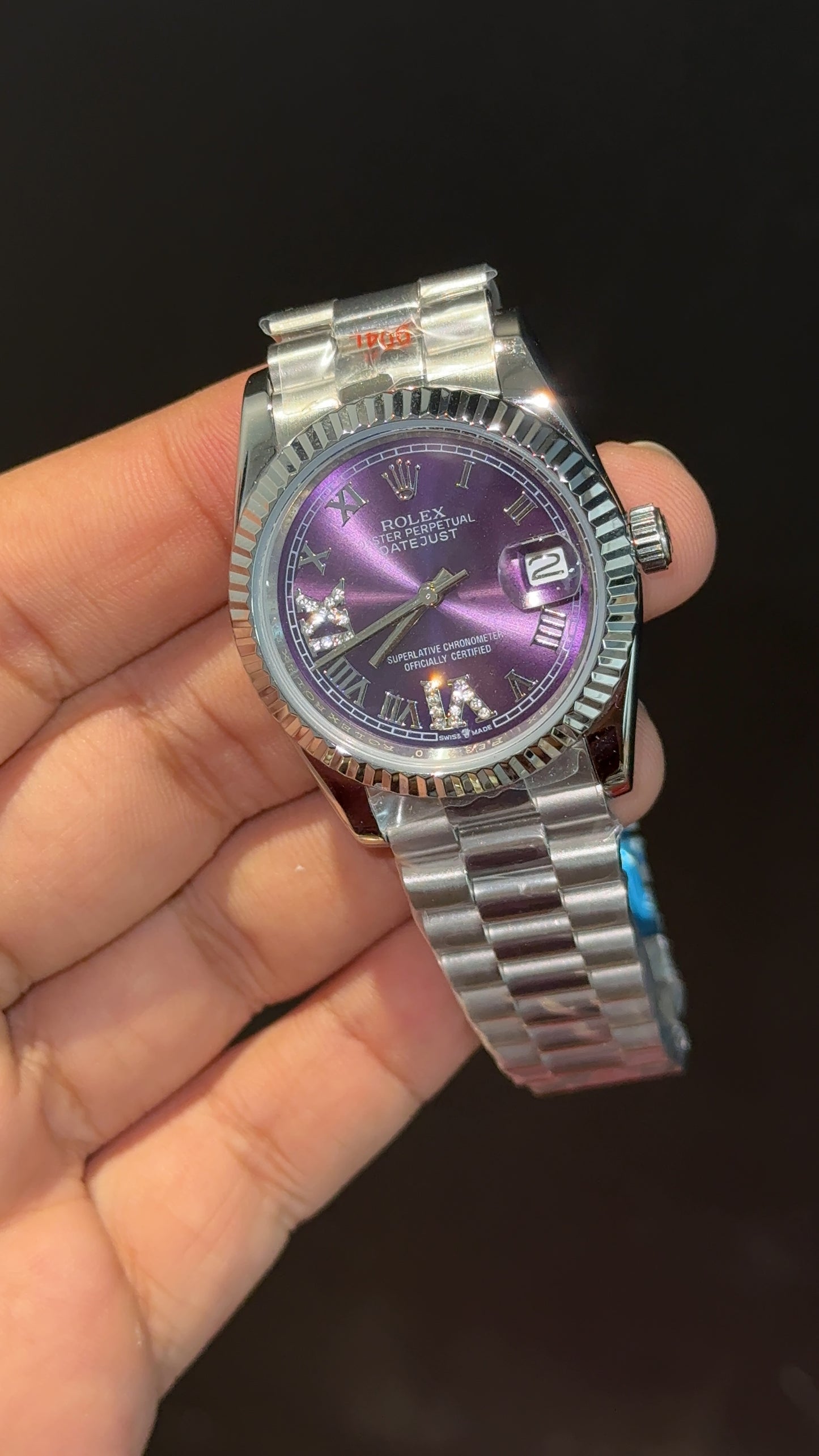 Datejust | 36mm | Silver President Chain | Purplish Dial