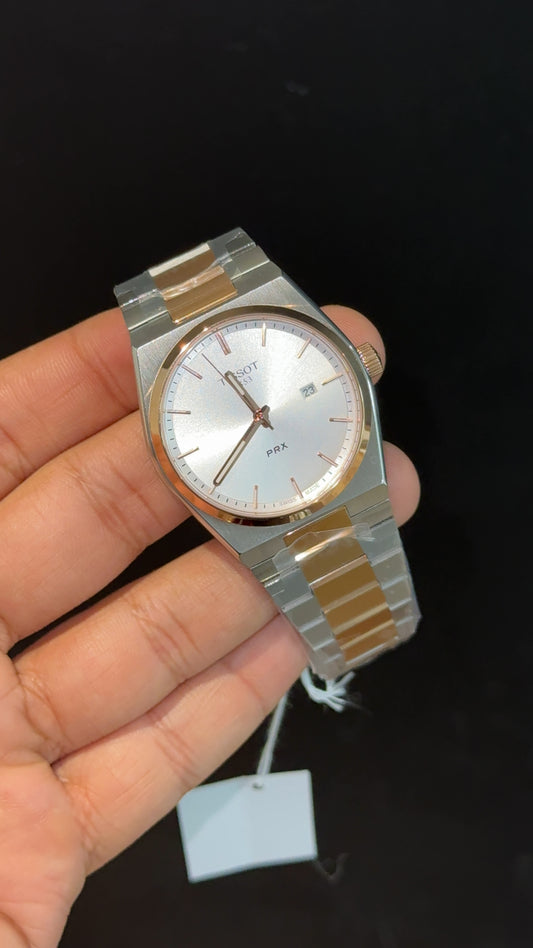 Tissot Prx | Quartz | Rose Two Tone | White Plain Dial - twentyfour