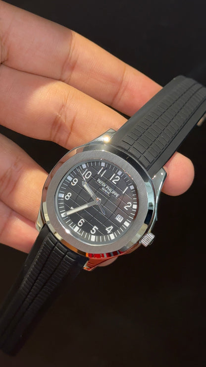 Pp Auto | Aquaaut | Black Strap | Silver Black strap