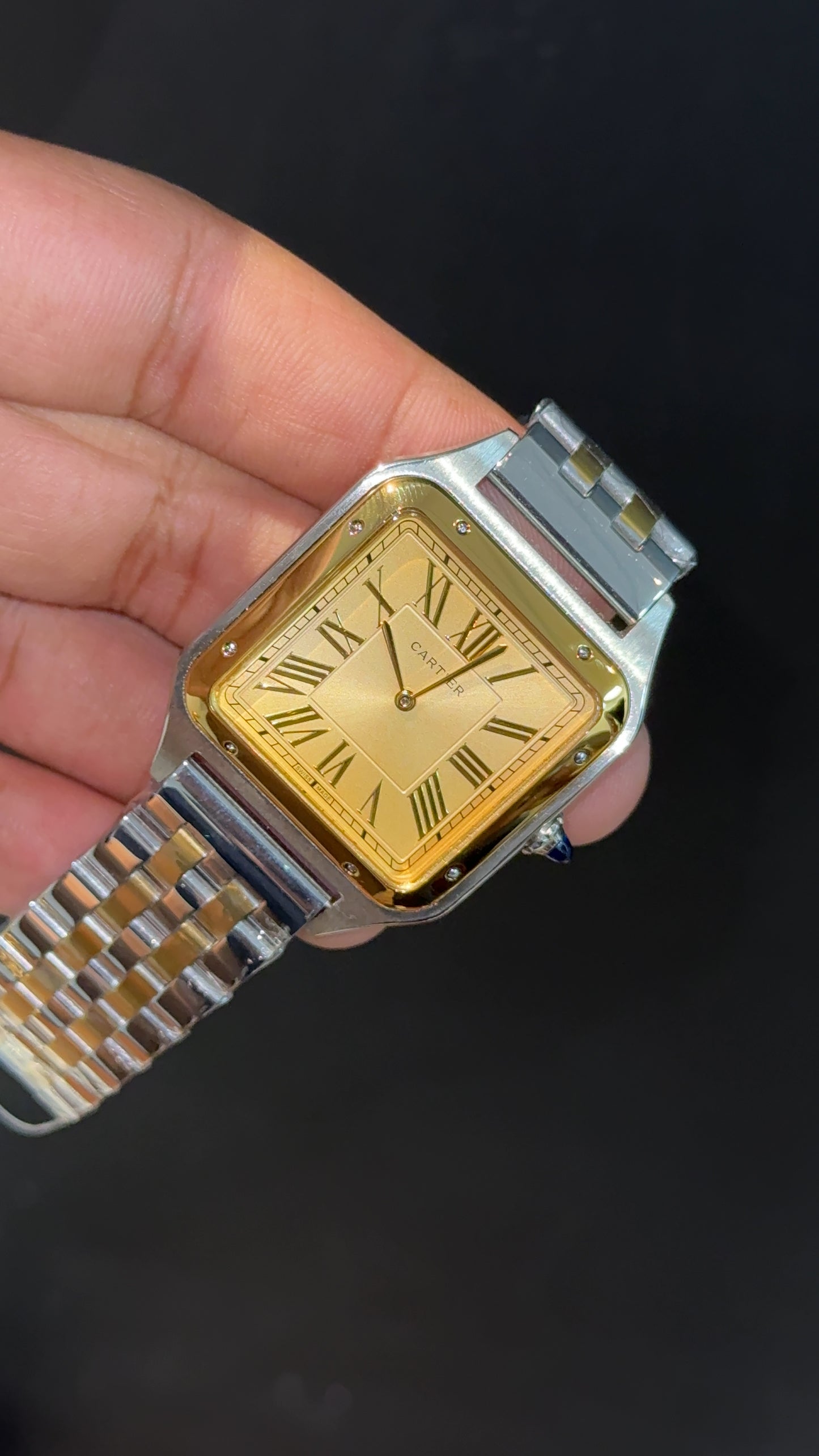 Santos De Cartier | Slim Edition | Gold Two Tone | Gold Dial