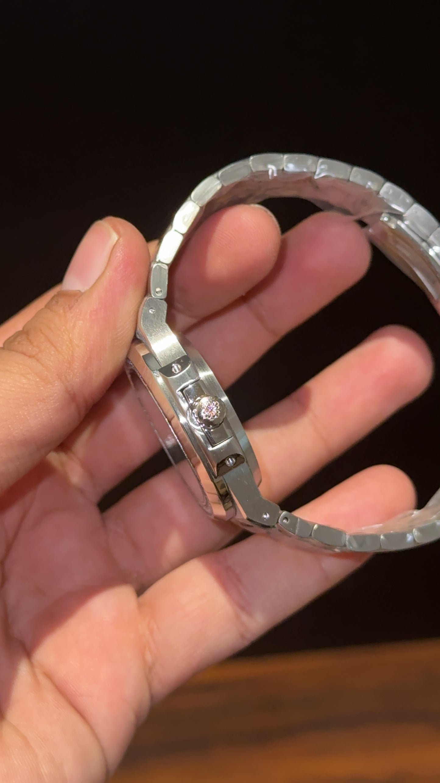 Pp Auto | Silver Chain | Silver Diamond Bezel | Green Dial