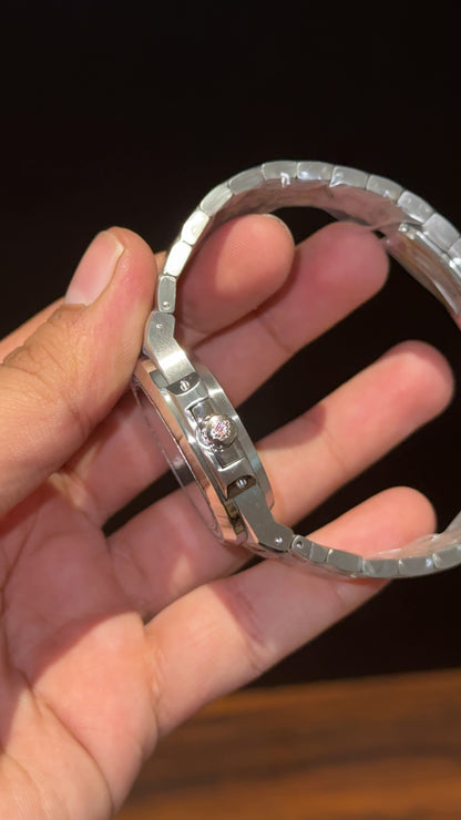 Pp Auto | Silver Chain | Silver Diamond Bezel | Green Dial