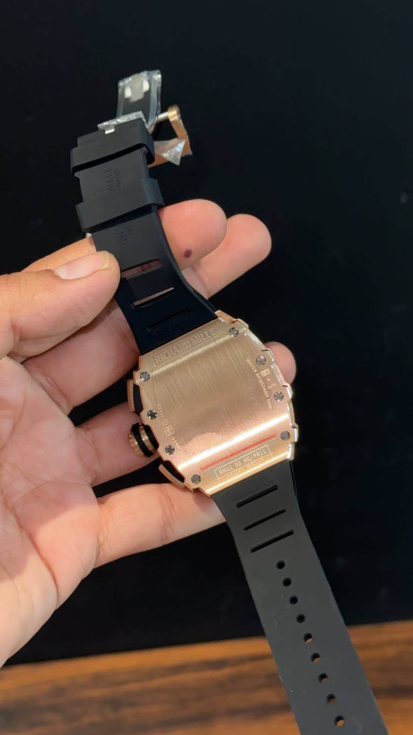 Premium Richard Mille | Rose | RM 11-03 Edition | Black Strap | Skeleton | Chrono | Black Dial