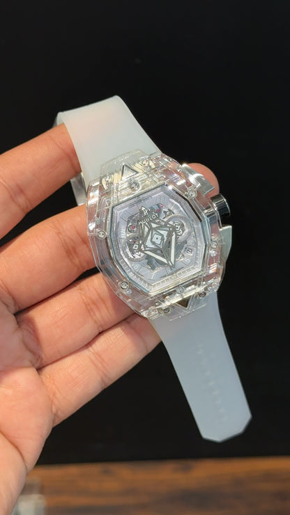 Premium Hublot | Maikou Bode Edition | Skeleton | silver Strap | Silver Dial