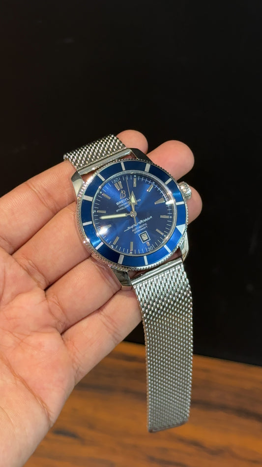 Brietling | Silver Magnetic Chain | Blue Dial