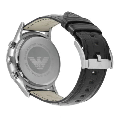 Emporio Armani Men’s Chronograph Quartz Leather Strap Silver Dial 43mm Watch AR 2432