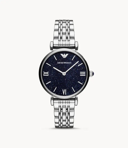 Emporio Armani Women’s Analog Stainless Steel Dark Blue Dial 32mm Watch AR11091 - twentyfour