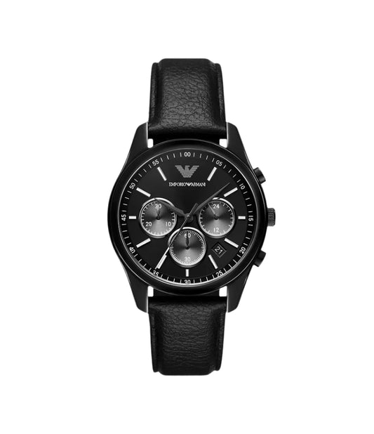 Emporio Armani Chronograph Black Leather Watch AR11583
