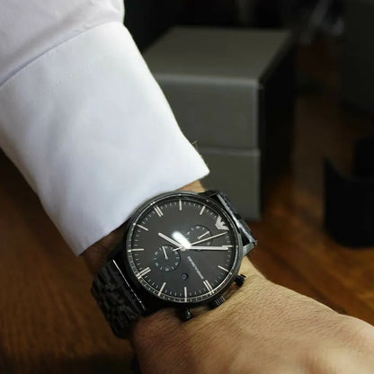 Emporio Armani Men’s Chronograph Quartz Stainless Steel Black Dial 43mm Watch AR 1934