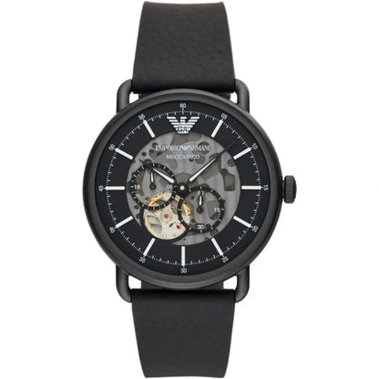 Emporio Armani Men’s Automatic Leather Strap Black Dial 43mm Watch AR 60028