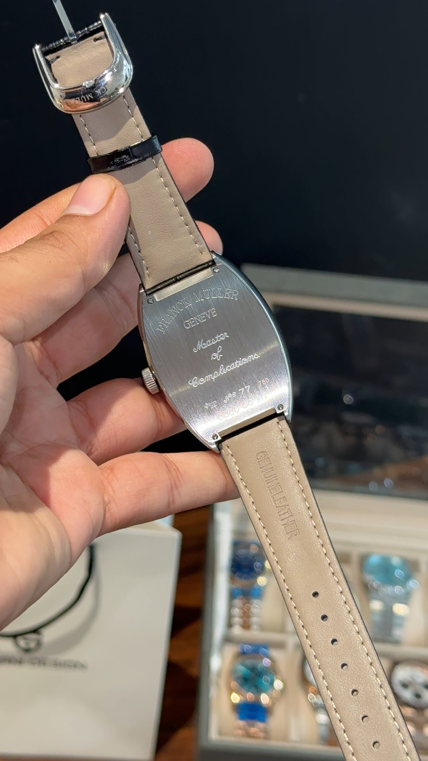 Premium Franck Muller | Mother Of Pearl | Black Leather Strap | Silver Pearl Dial