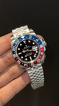 Premium GMT Pepsi | Silver Chain | Black Dial