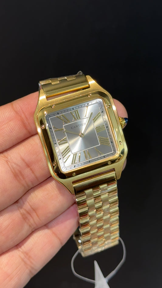 Santos De Cartier | Slim Edition | Gold Chain | Grey Dial
