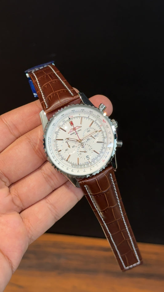Brietling | Brown Leather Strap |Chrono | White Dial