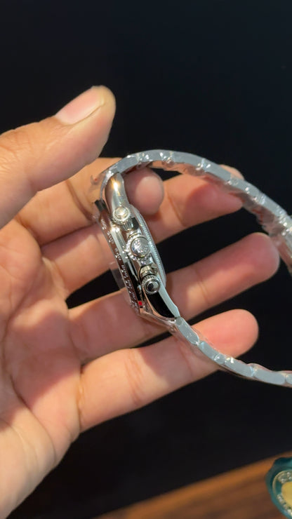 Daytona | Silver Chain | Chrono | Black Dial