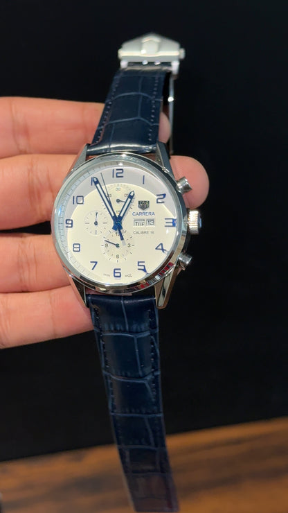 Tag Carrera  | Calibre 16 | Blue Strap | DayDate |  Chrono | White Dial