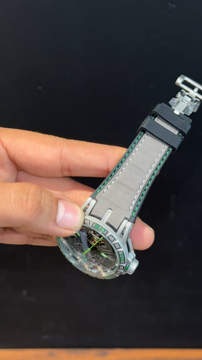 Premium Roger Dubuis | Silver | RD630 | Excalibur Spider | Grey Strap | Pendulum | X Grey Dial