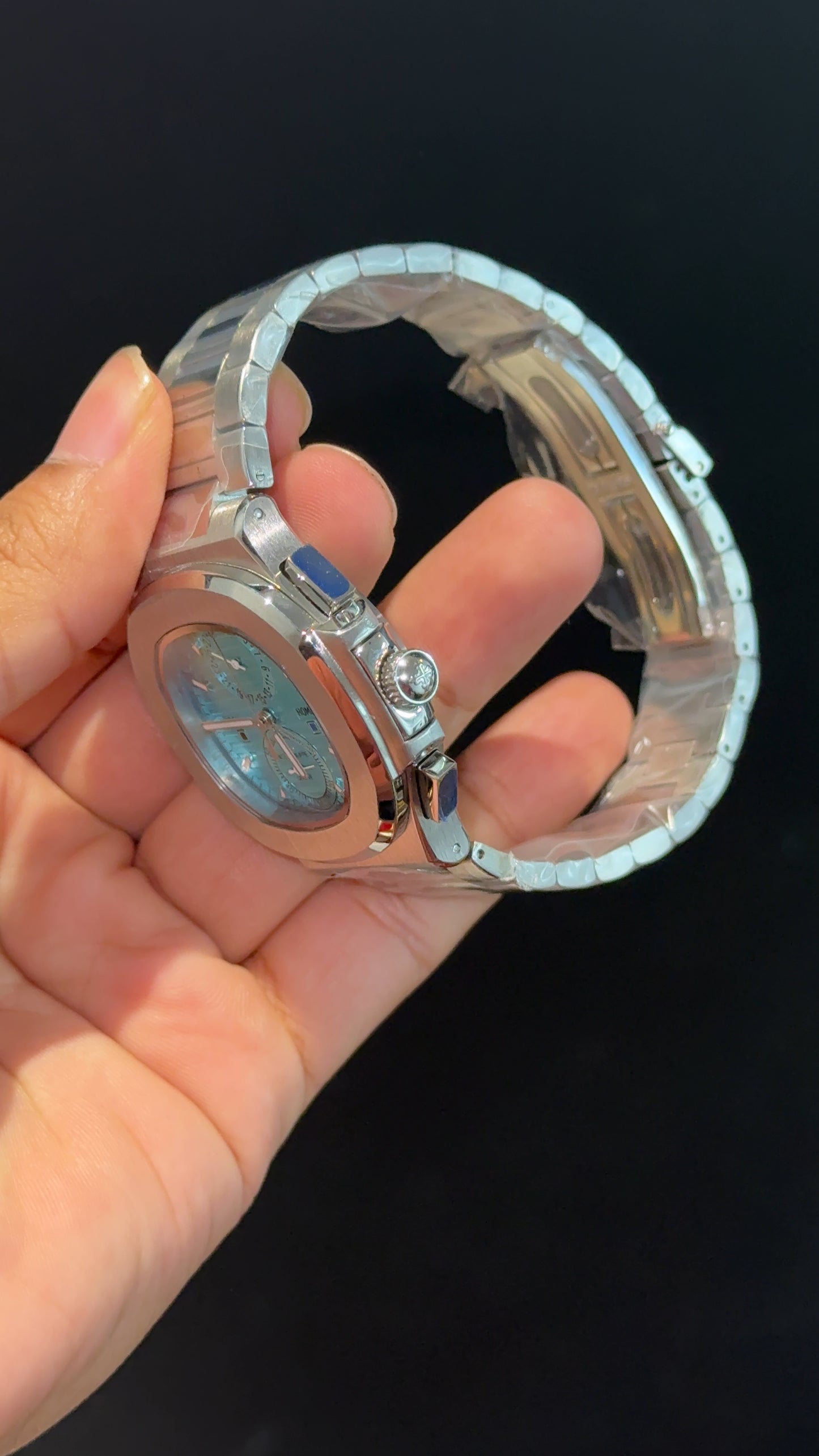 PP Auto | Silver Chain | Dual Time Edition | Sky Blue l Dial