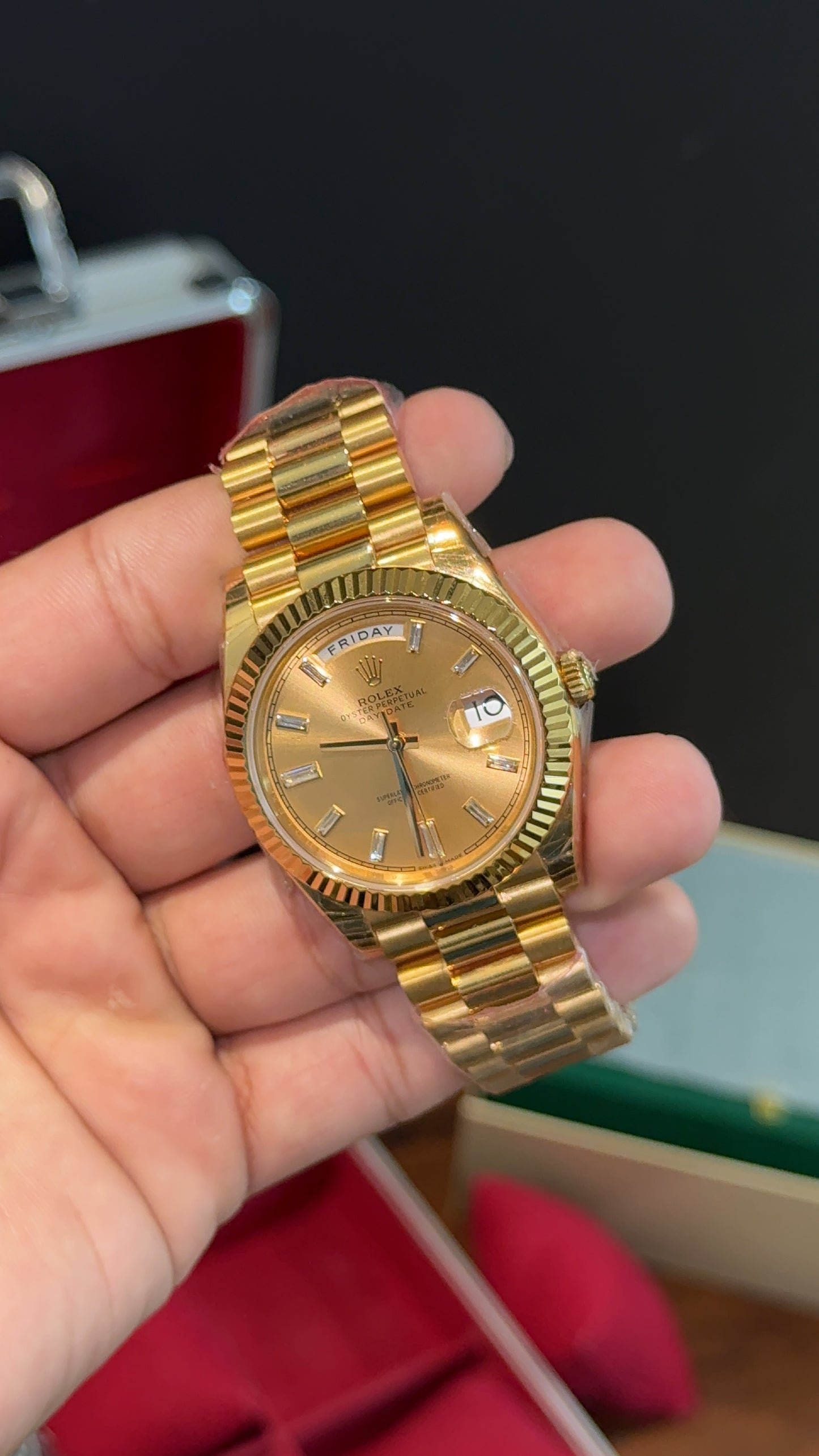 Premium Daydate | Gold Chain | Gold Dial
