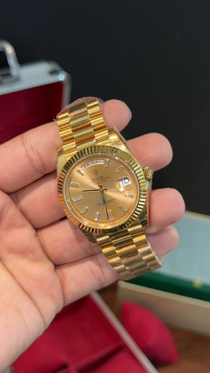 Premium Daydate | Gold Chain | Gold Dial