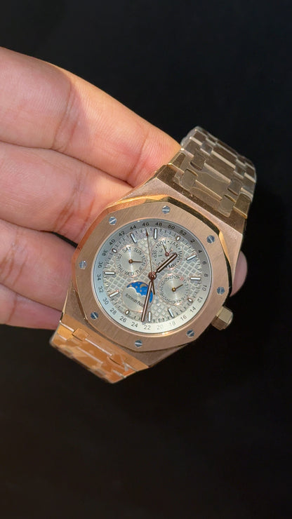 AP Auto | Rose Chain | Chrono | Calendar Edition | light Greyish Dial