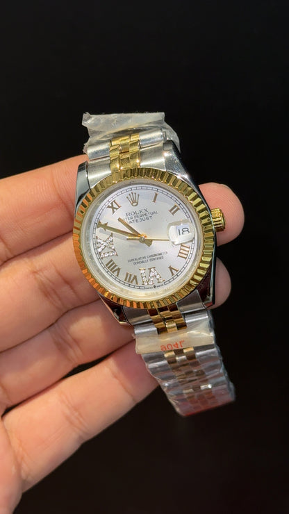 Datejusy | 36mm | Gold Two Tone  | White Roman Dial