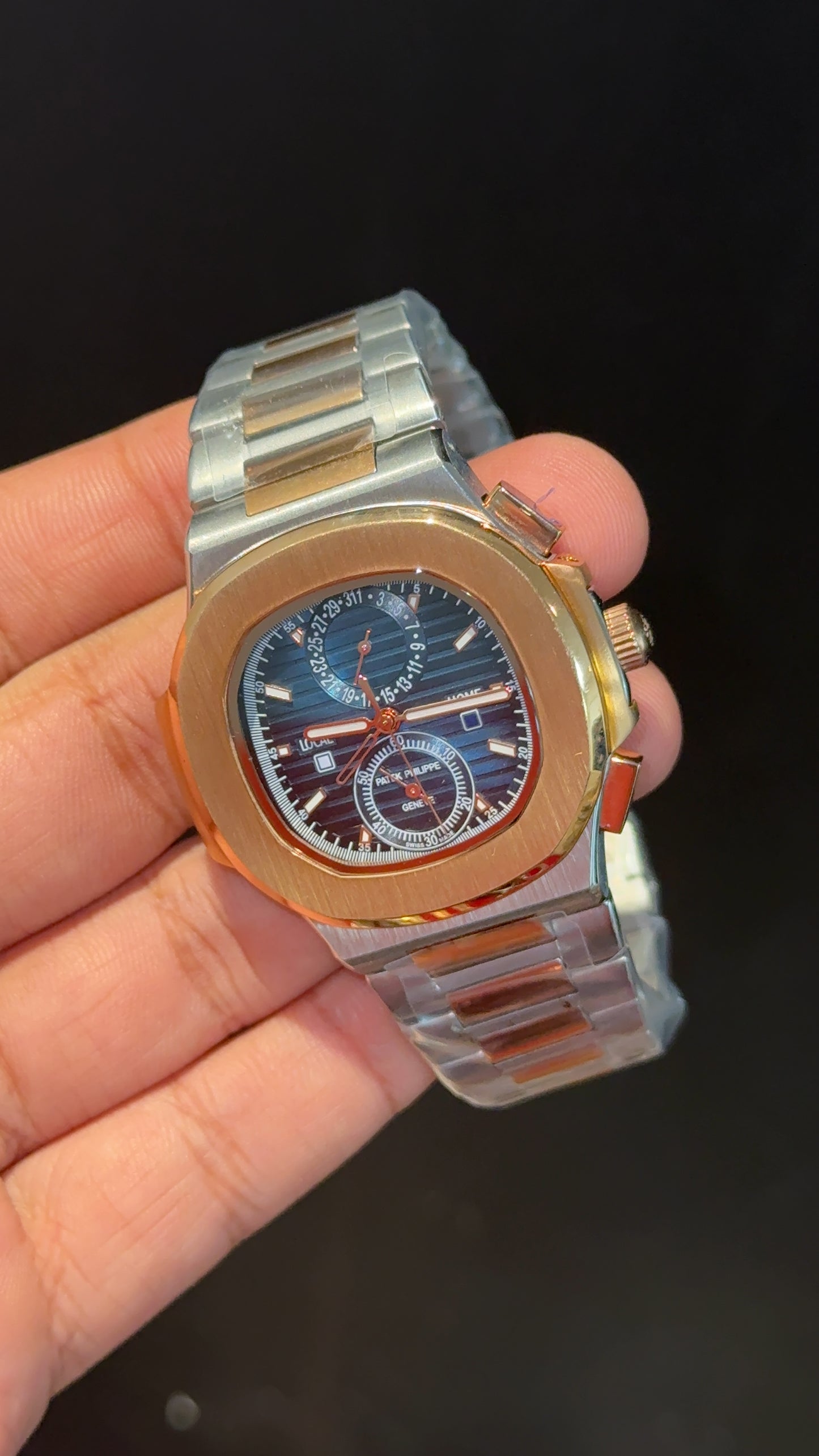 PP Auto | Rose Two Tone | Dual Time Edition | Blue Dial