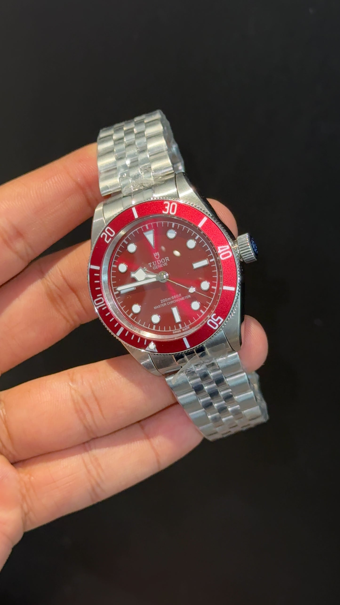 Tudor Black Day | Silver Chain | Burgundy Dial