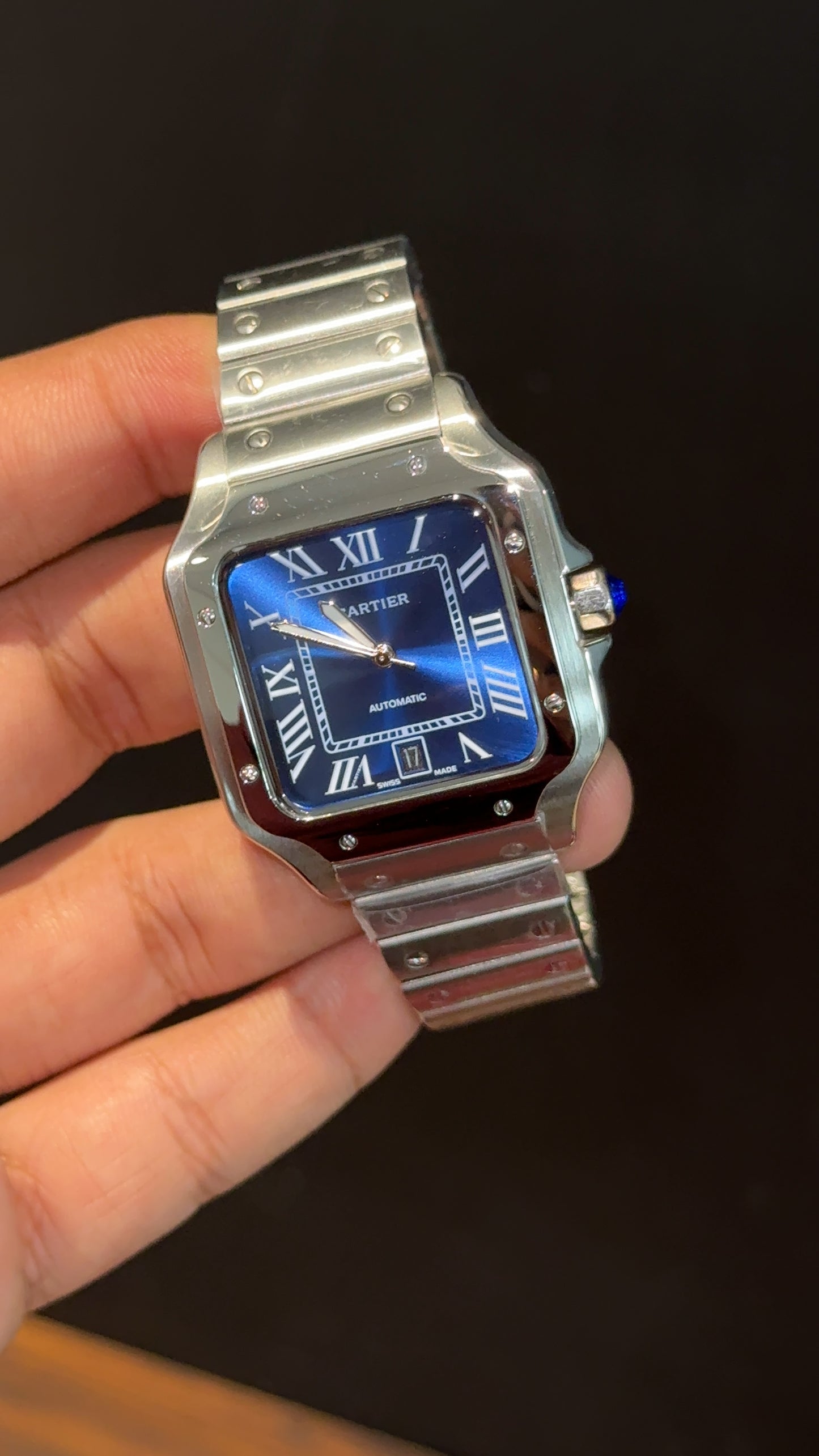 Santos | Silver Chain | Blueish Dial - twentyfour