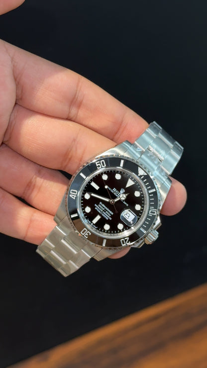 Premium Submariner | Silver Chain | Black Dial