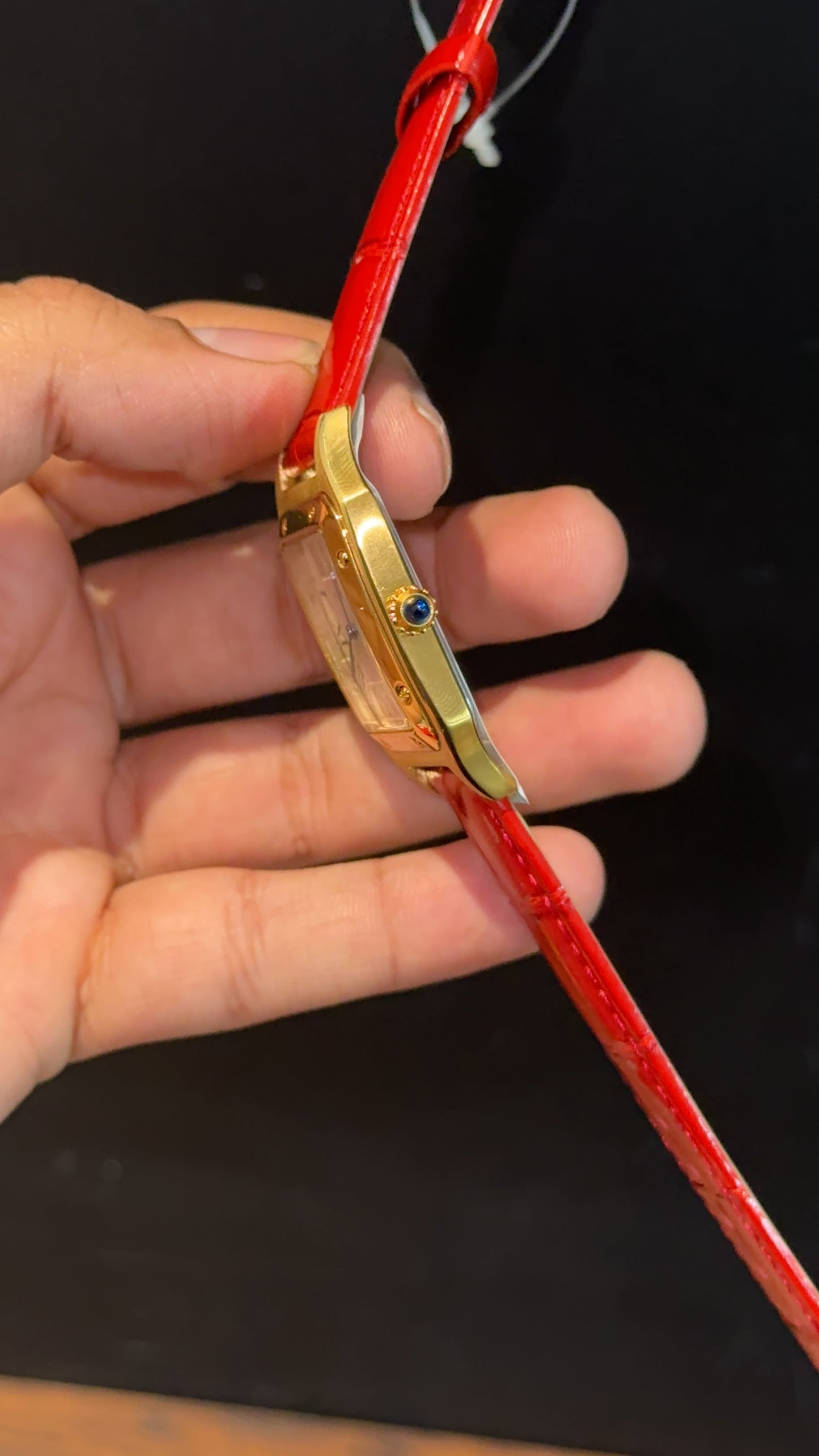 Cartier Dumont Lacquer | Gold Case | Red Leather Strap | White Dial - twentyfour