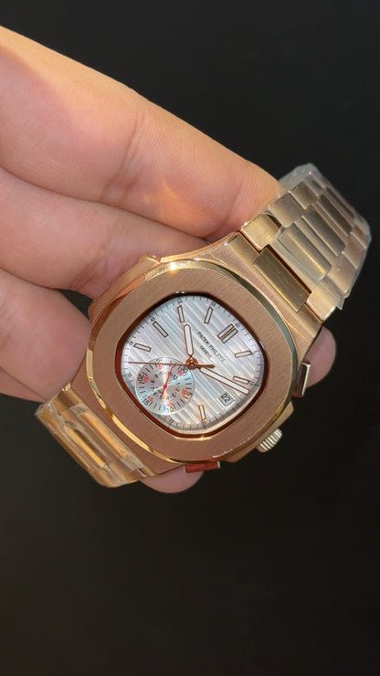 PP Auto | Single Time Edition | Rose Chain | White Dial