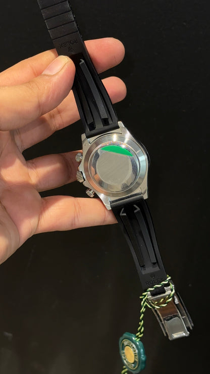 Daytona | Silver | Black Pvc Strap | Black Chrono | Tiffany Dial