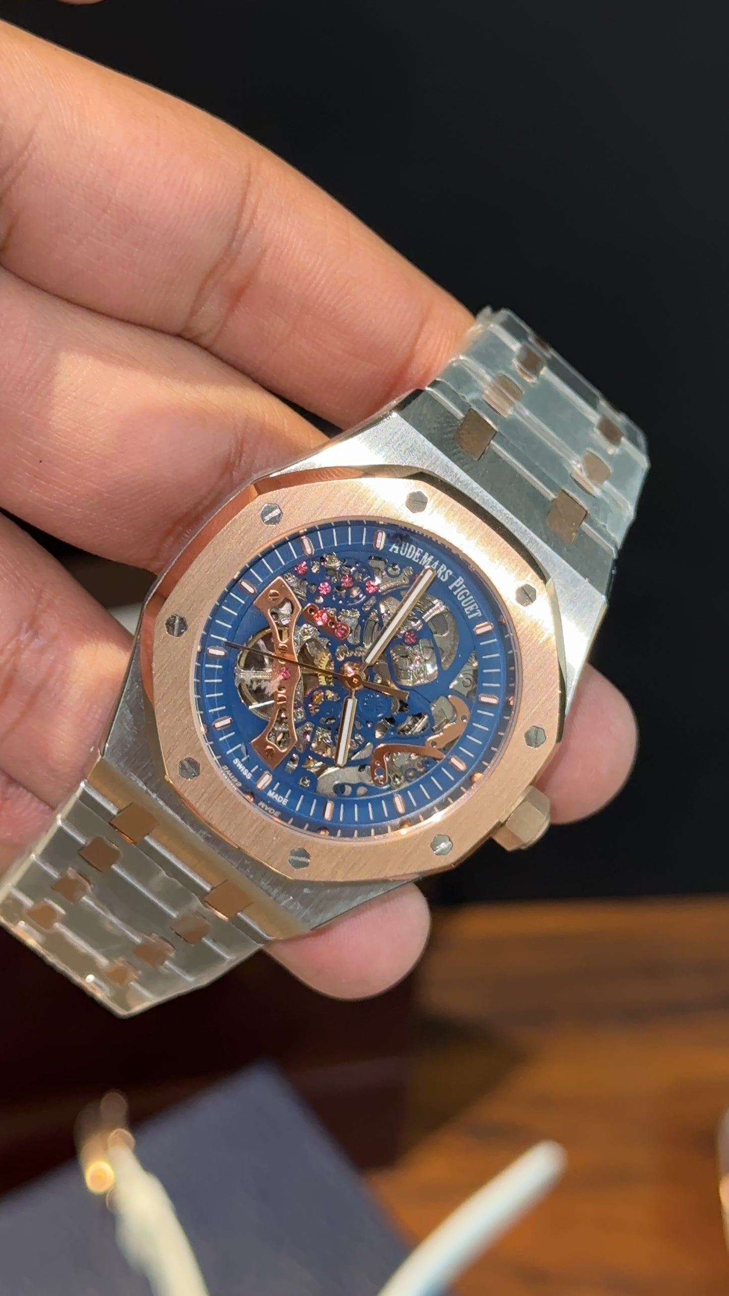 AP Skeleton | Auto | Rose Two Tone | Blue Dial
