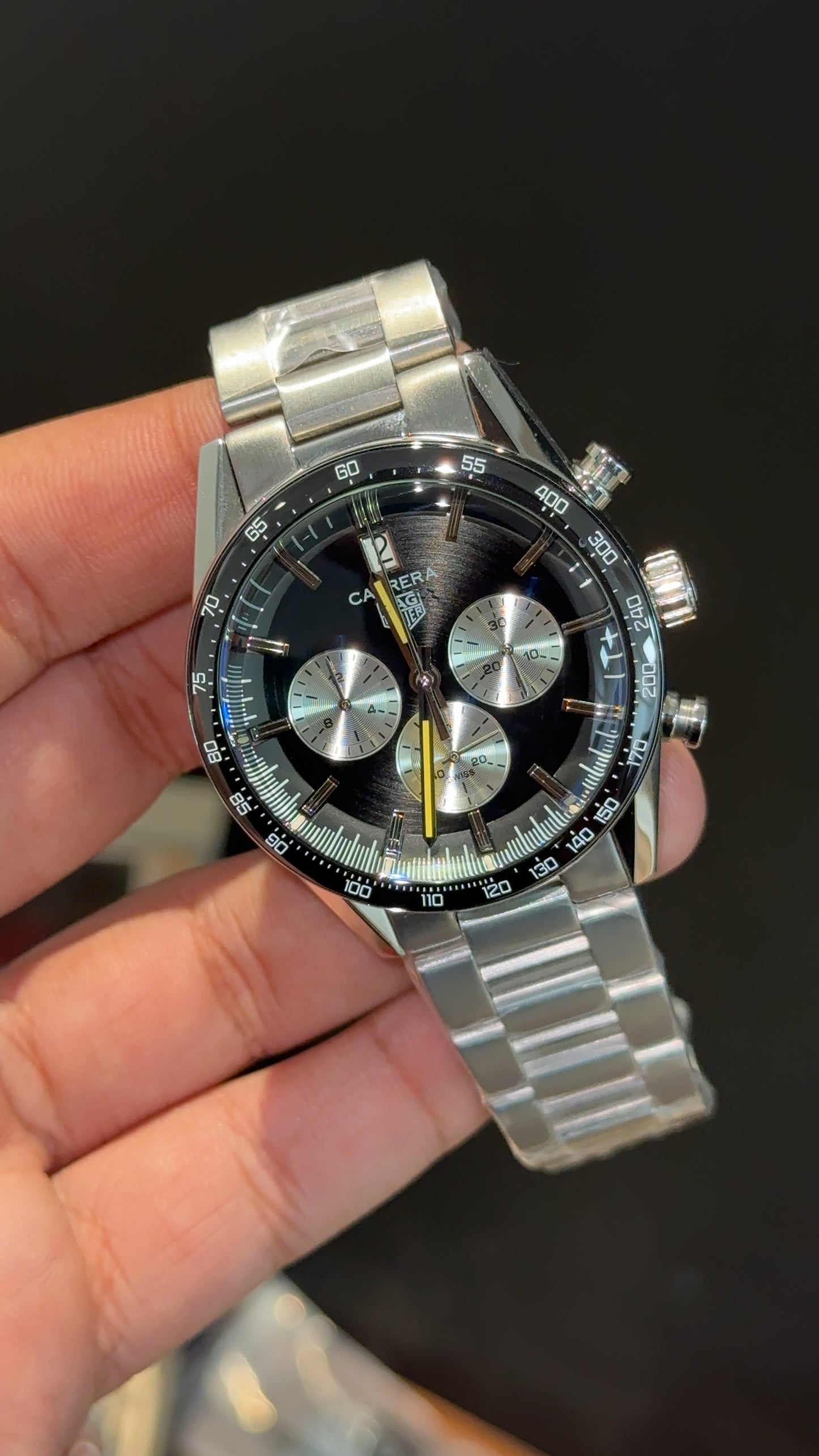 Tag Carrera | Silver Chain | Chrono | Black Dial