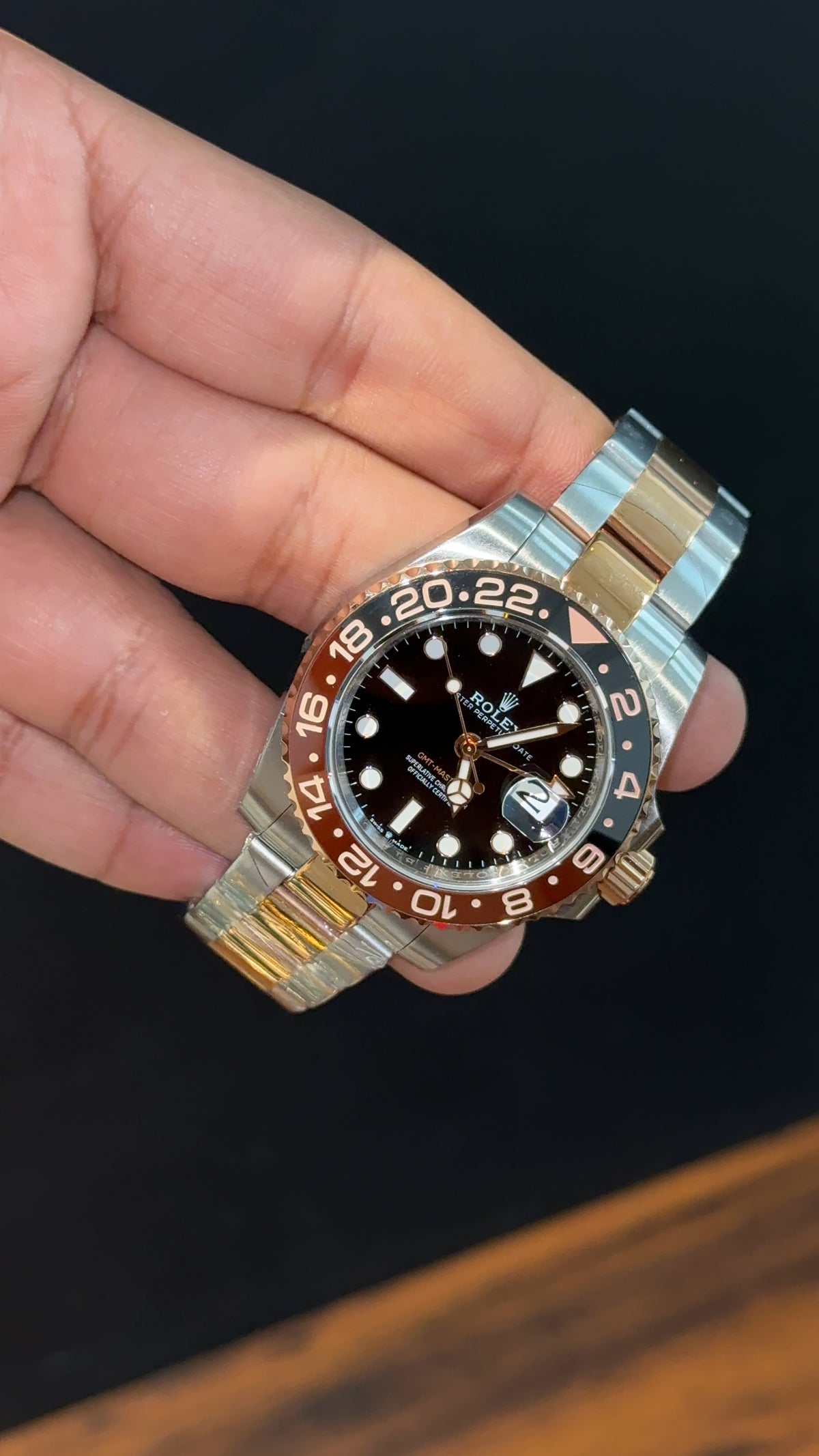 Premium GMT | Rootbear | Rose Two Tone | Black Dial
