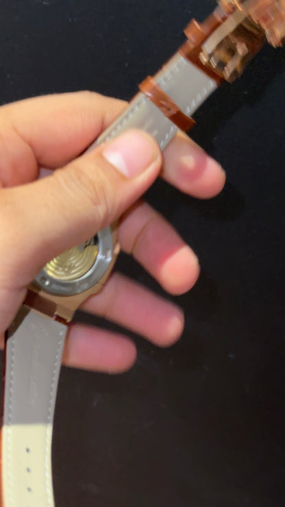 Pp Auto | Rose Bezel | Choco Dial | Brown Leather Strap