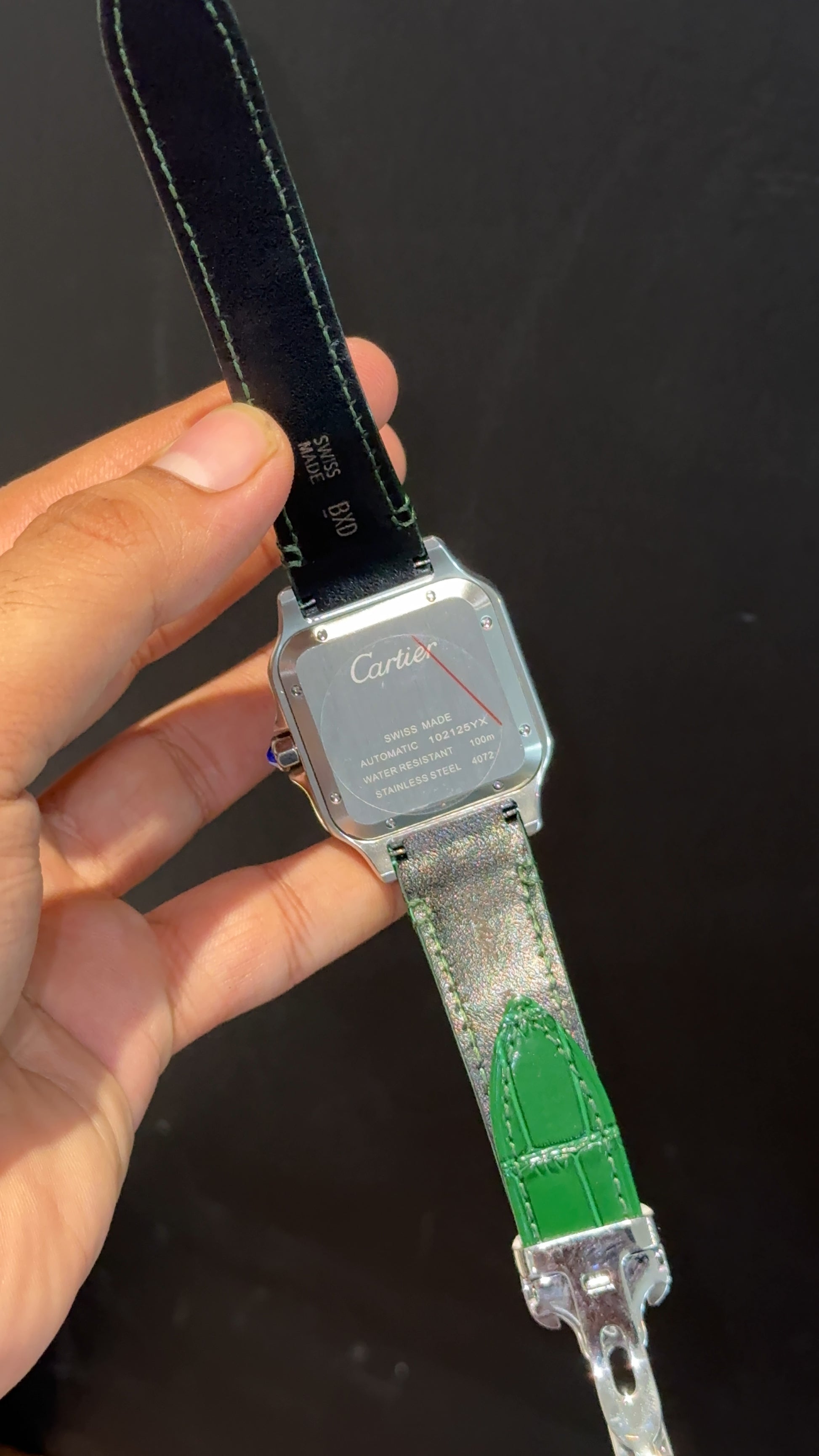 Cartier Santos | Silver Case | Green Strap | Lightish Green Dial - twentyfour