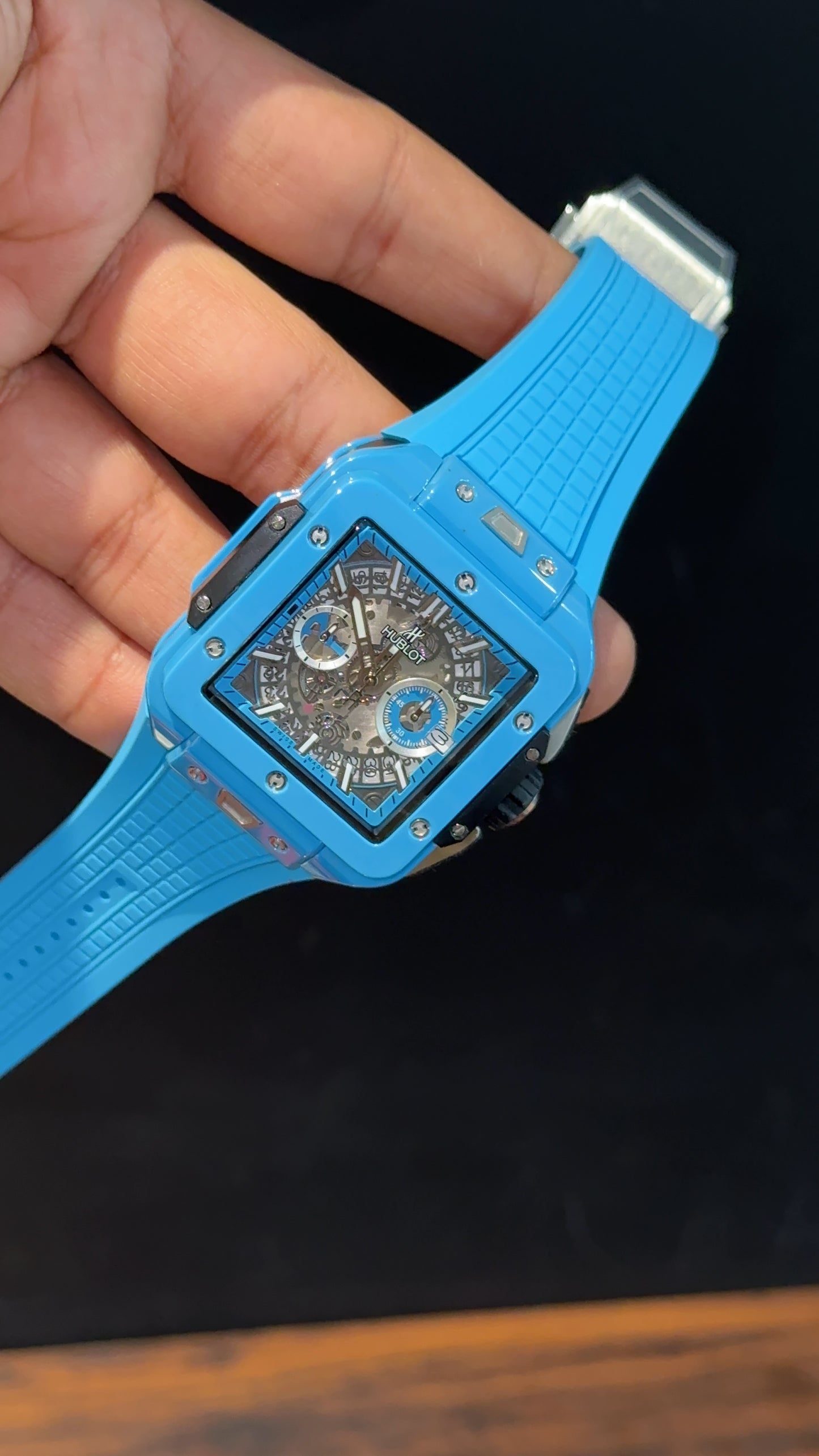 Premium Hublot Square | Big Bang Unico Edition | Blue Ceramic Strap | Blue Dial