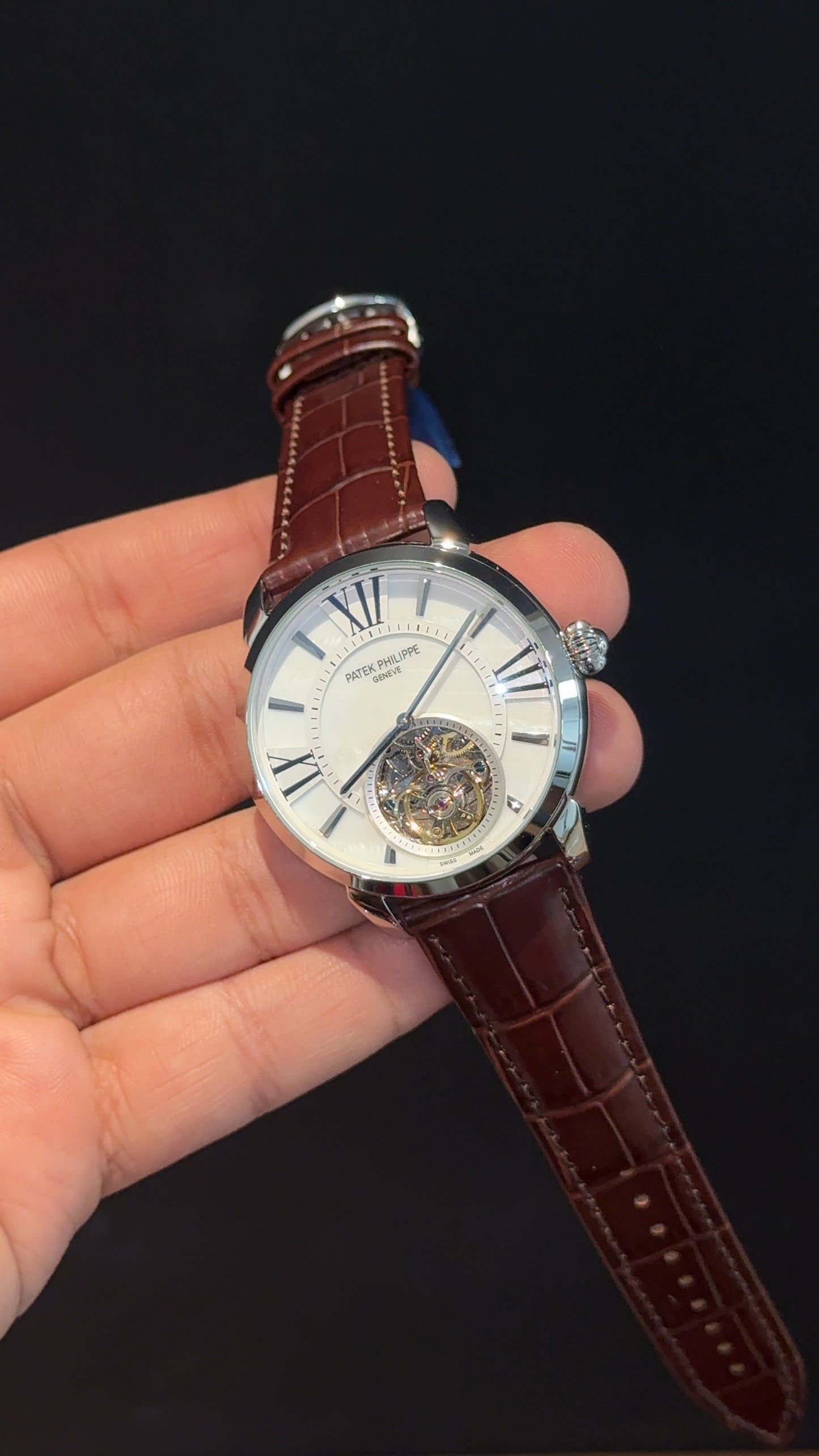 Pp Auto | Pendulum | Silver | Brown Strap | White Index Dial