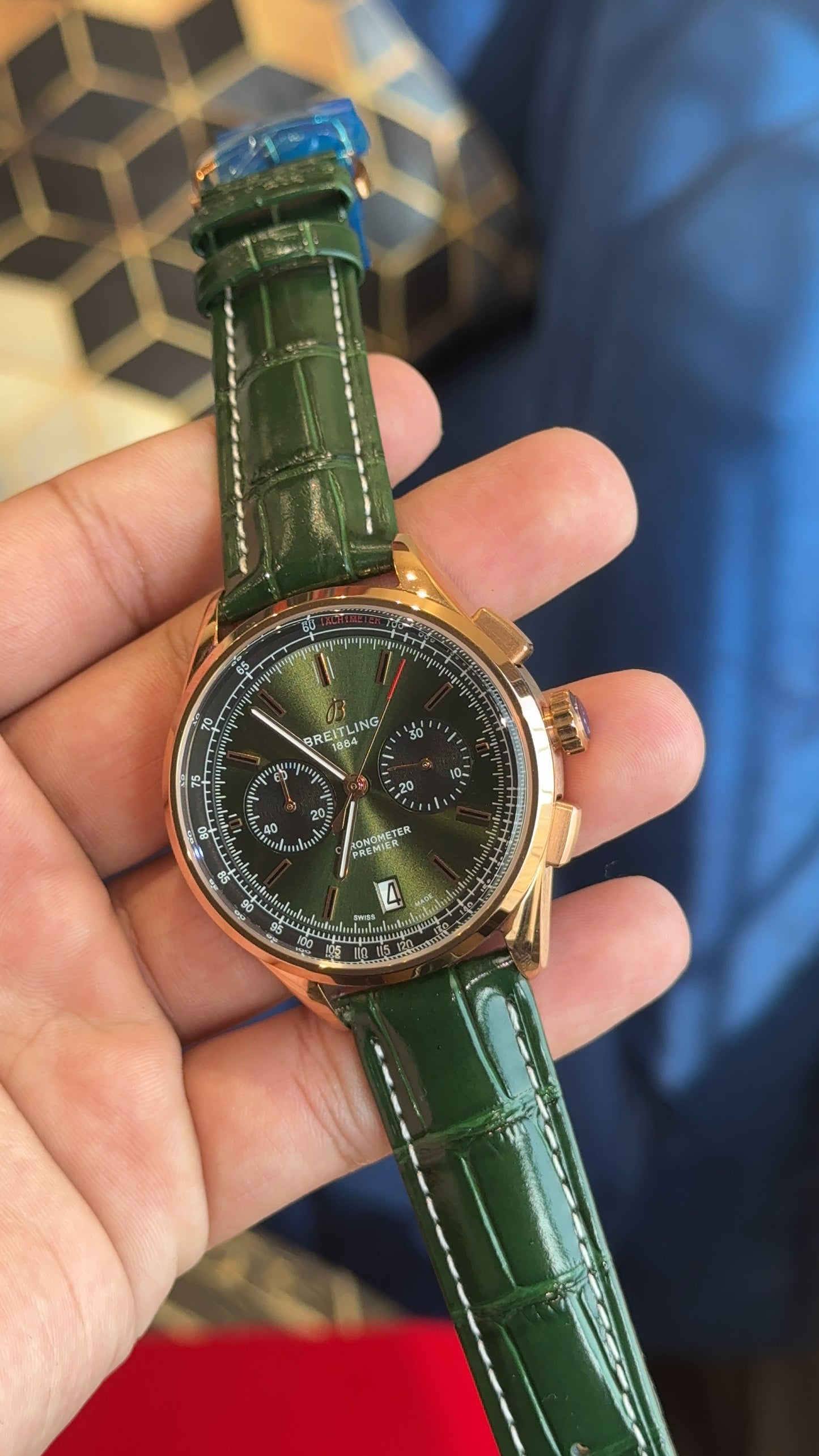 Breitling | Chrono | Green Dial | Green Leather Strap