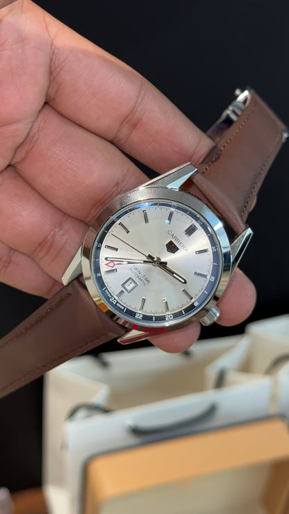 Tag Carrera | Brown Leather Strap | White Dial