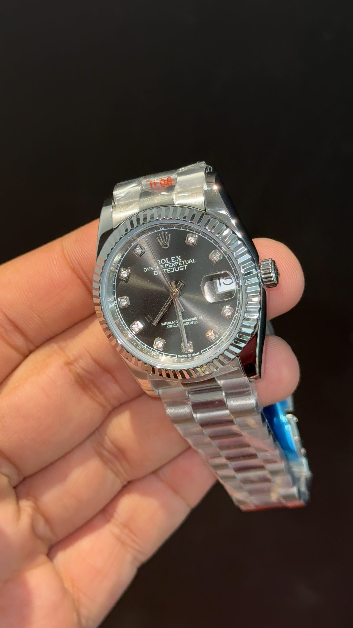 Datejust | 36mm | Silver President Chain | Grey Diamond Dial