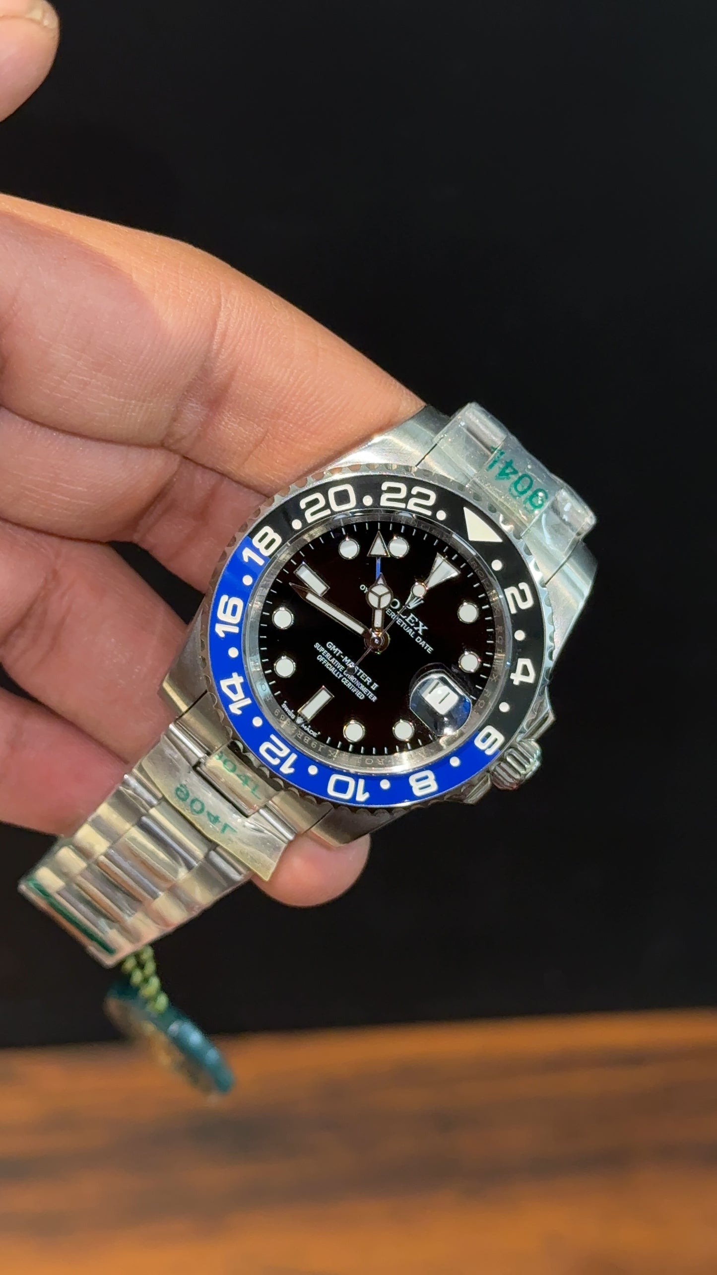 GMT Batman | Silver Oyester Chain | Black Dial