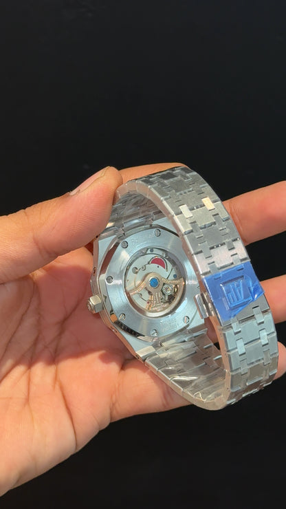 AP Auto | Silver Chain | Chrono | Calendar Edition | Blue Box Dial