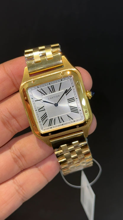 Santos De Cartier | Slim Edition | Gold Chain | White Dial