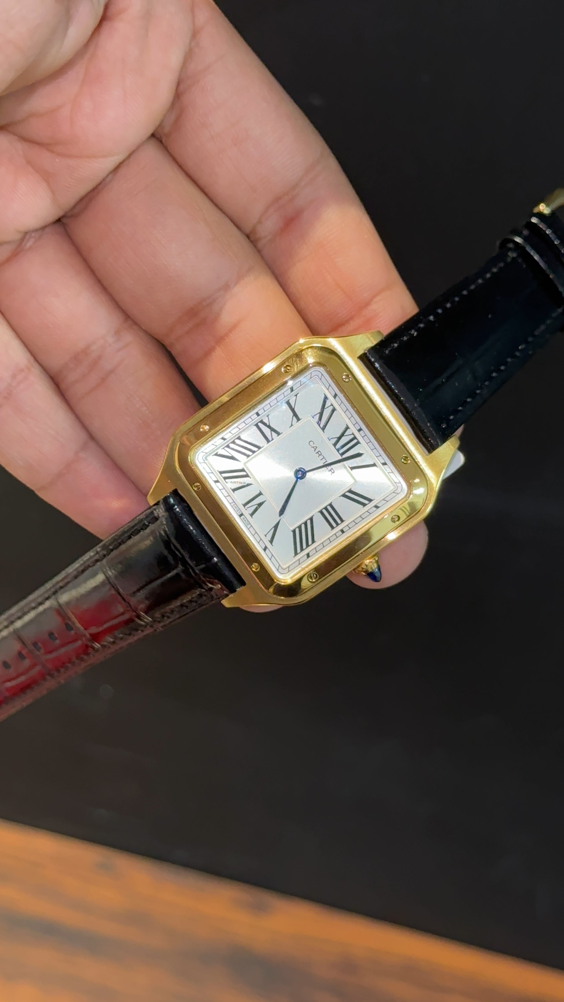 Cartier Dumont Lacquer | Gold Case | Black Leather Strap | White Dial - twentyfour